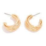 Wholesale textured Metal Layered Tapered Hoop Earrings D