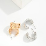 Wholesale textured Metal Layered Tapered Hoop Earrings D