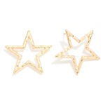 Wholesale hammered Metal Hollow Star Drop Earrings L
