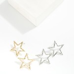 Wholesale hammered Metal Hollow Star Drop Earrings L