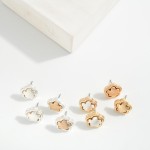 Wholesale metal Puffy Flower Stud Earrings L