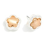 Wholesale metal Puffy Flower Stud Earrings L