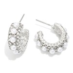 Wholesale pearl Rhinestone Studded Hoop Earrings D