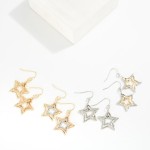 Wholesale hammered Metal Nesting Stars Drop Earrings L