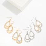 Wholesale hammered Metal Nesting Teardrops Drop Earrings L
