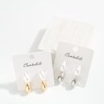 Wholesale set Two Pearl Metal Teardrop Drop Earrings L