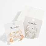 Wholesale set Two Textured Metal Twisted Metal Hoop Earrings D