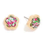 Wholesale glitter Acetate Flower Stud Earrings L