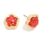 Wholesale glitter Acetate Flower Stud Earrings L