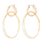 Wholesale metal Linked Twisted Hoop Oval Drop Earrings L
