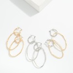 Wholesale metal Linked Twisted Hoop Oval Drop Earrings L