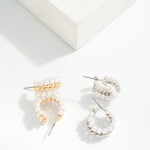 Wholesale layered Hoop Earrings Pearls Twisted Metal D