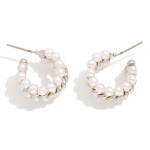 Wholesale layered Hoop Earrings Pearls Twisted Metal D