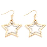 Wholesale nesting Hammered Metal Stars Drop Earrings L