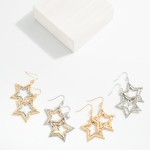 Wholesale nesting Hammered Metal Stars Drop Earrings L