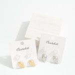 Wholesale set Two Pearl Flower Metal Shell Stud Earrings L