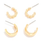 Wholesale set Two Metal Linked Ball Chunky Hoop Earrings D