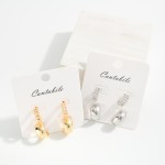 Wholesale set Two Metal Linked Ball Chunky Hoop Earrings D