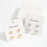Wholesale set Two Metal Pave Rhinestone Heart Stud Earrings L