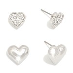 Wholesale set Two Metal Pave Rhinestone Heart Stud Earrings L