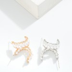 Wholesale oval Pearl Woven Metal Hoop Earrings D
