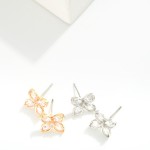 Wholesale cubic Zirconia Flowers Stud Earrings L