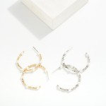 Wholesale metal Geometric Bead Beaded Hoop Drop Earrings Pearl Detail L