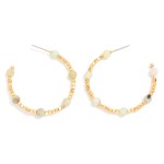 Wholesale stone Metal Beaded Hoop Earrings D
