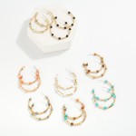 Wholesale stone Metal Beaded Hoop Earrings D