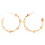 Wholesale stone Metal Beaded Hoop Earrings D