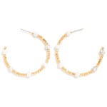 Wholesale stone Metal Beaded Hoop Earrings D