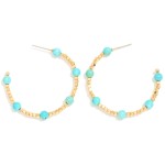Wholesale stone Metal Beaded Hoop Earrings D