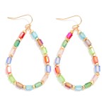 Wholesale beaded Teardrop Drop Earrings Glass Crystal Metal Tones L