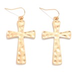 Wholesale hammered Metal Cross Drop Earrings L