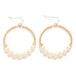Wholesale metal Pearl Beaded Hoop Drop Earrings L