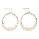 Wholesale metal Pearl Beaded Hoop Drop Earrings L