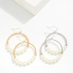 Wholesale metal Pearl Beaded Hoop Drop Earrings L