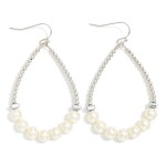 Wholesale metal Bead Beaded Teardrop Earrings Pearl Detail L