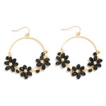 Wholesale metal Hoop Drop Earrings Beaded Flower Details D