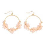 Wholesale metal Hoop Drop Earrings Beaded Flower Details D