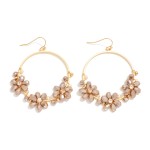 Wholesale metal Hoop Drop Earrings Beaded Flower Details D