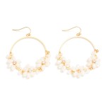 Wholesale metal Hoop Drop Earrings Beaded Flower Details D