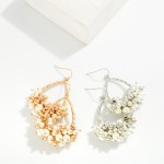 Wholesale hammered Metal Teardrop Drop Earrings Pearl Metal Cluster Accent L