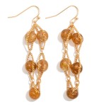 Wholesale intertwined Stone Bead Chain Link Drop Earrings L