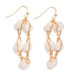 Intertwined Stone Bead & Chain Link Drop Earrings 

- Approximately  2" L