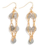 Wholesale intertwined Stone Bead Chain Link Drop Earrings L