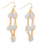 Wholesale intertwined Stone Bead Chain Link Drop Earrings L