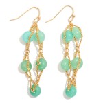 Wholesale intertwined Stone Bead Chain Link Drop Earrings L