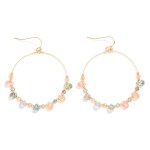 Wholesale beaded Wire Hoop Drop Earrings Glass Crystal Teardrop Beads L