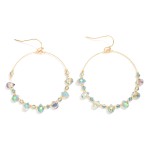 Wholesale beaded Wire Hoop Drop Earrings Glass Crystal Teardrop Beads L